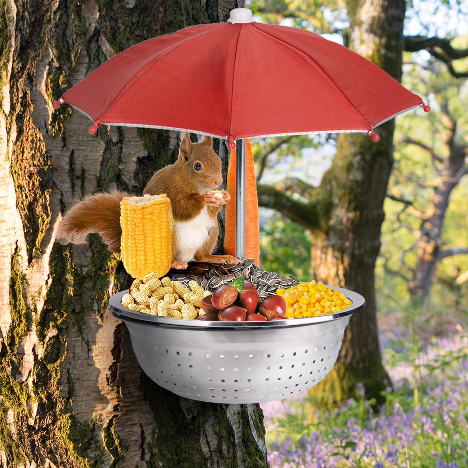 DEALSGOGO removable squirrel feeder in outdoor metal, sturdy and weatherproof