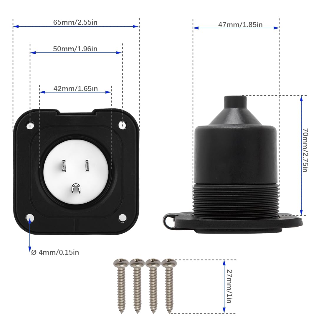 DEALTUS NEMA 5-15R receptacle ready for garden shed devices