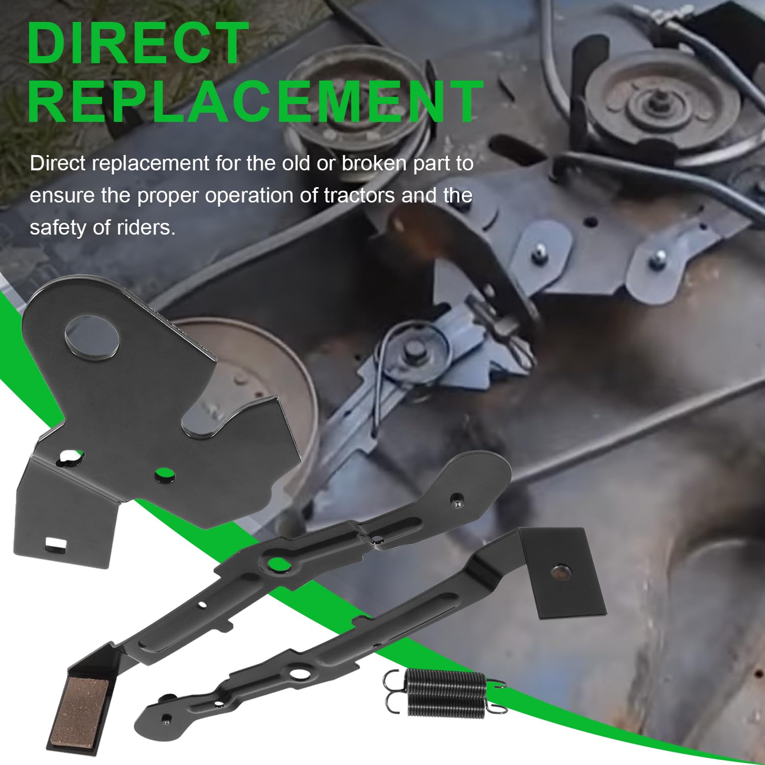 Deargooday brake arm detail showing pressure on pulley to stop blades.