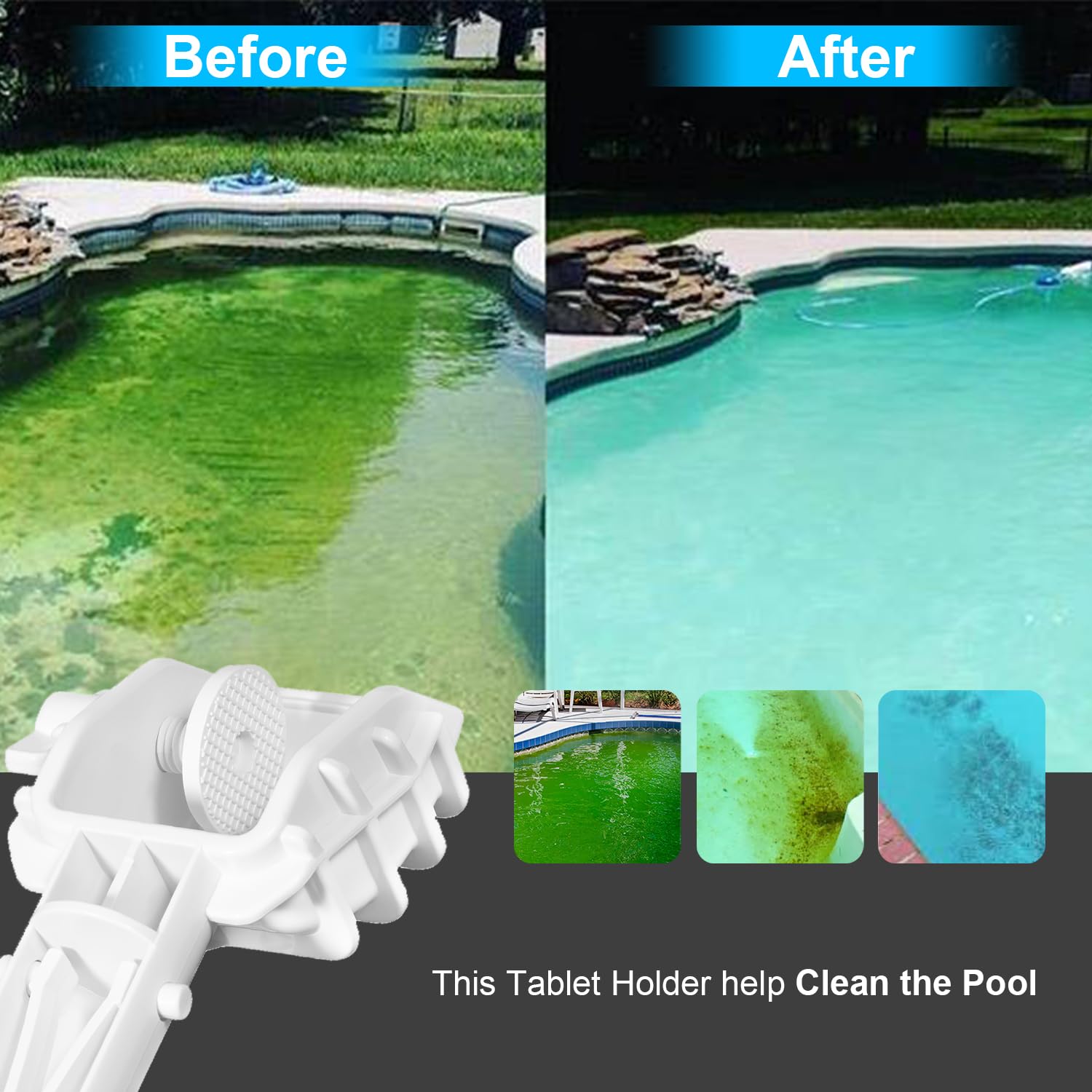Deargooday pool-cleaning tool in use reaches awkward areas with ease.