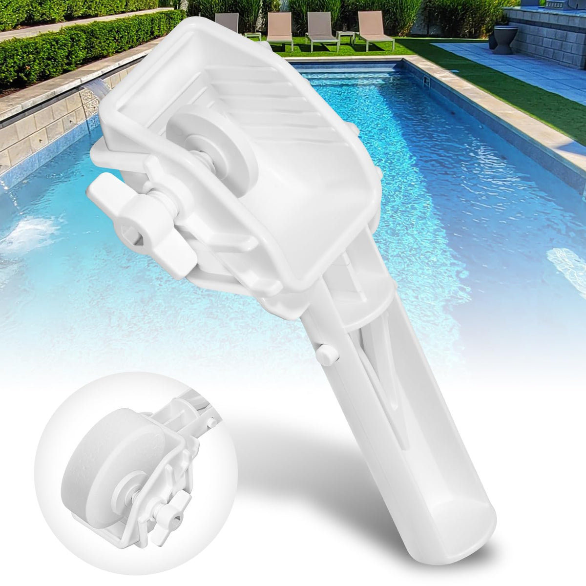 Deargooday pool tab holder with EZ-Clip securely holds a tablet during pool cleaning.