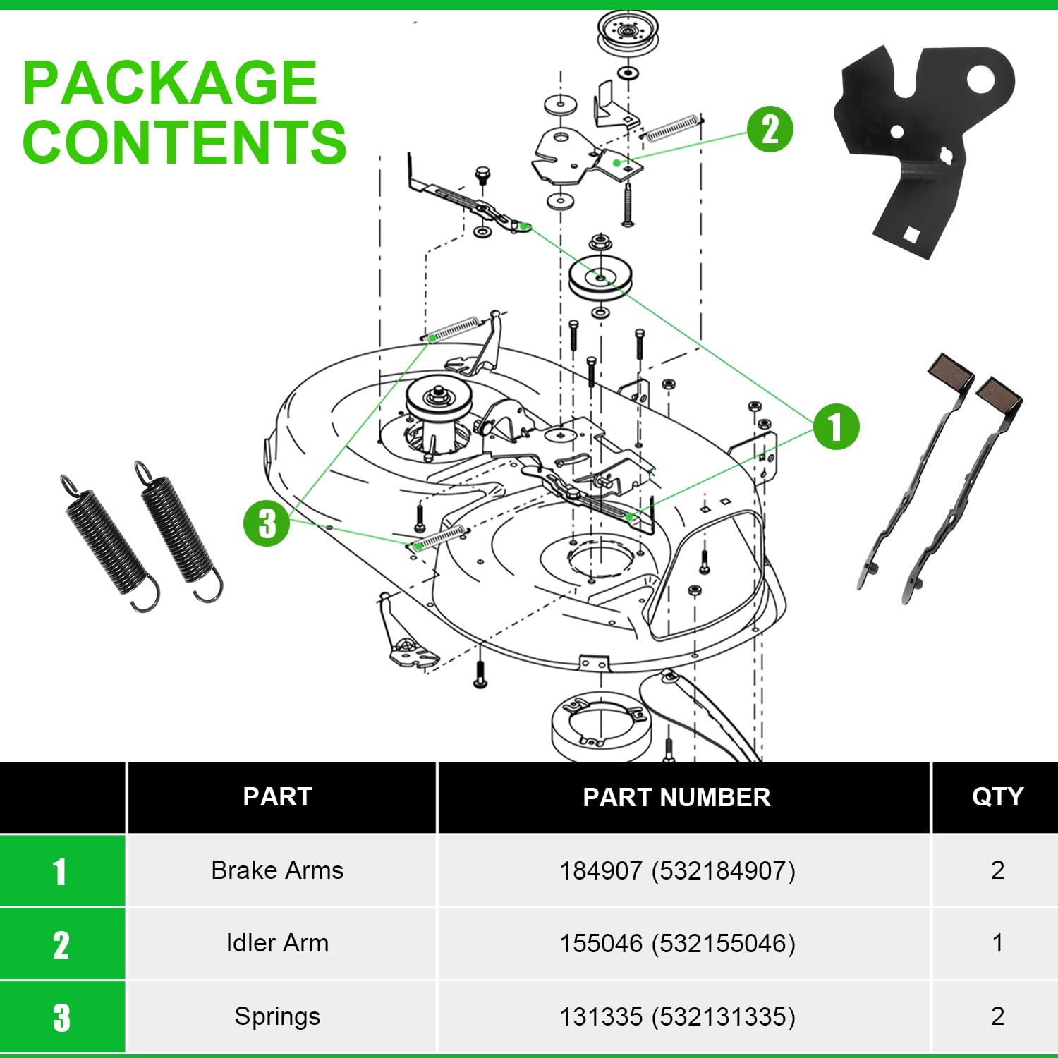 Deargooday springs pack illustrating tension to pull brake toward mandrel pulley.