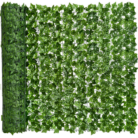DearHouse artificial ivy fence close-up shows dense leaves for privacy and a natural look