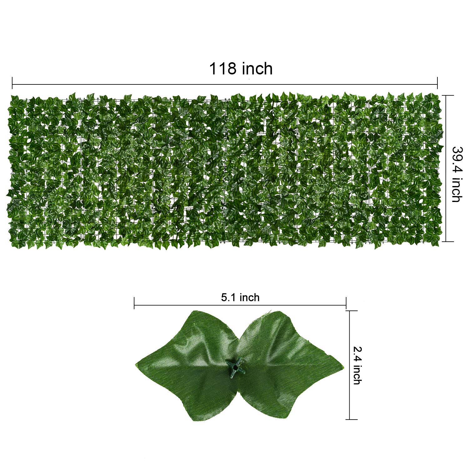 DearHouse ivy fence panel closeup shows realistic leaves and breathable mesh.