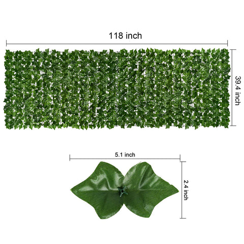 DearHouse ivy fence panel closeup shows realistic leaves and breathable mesh.