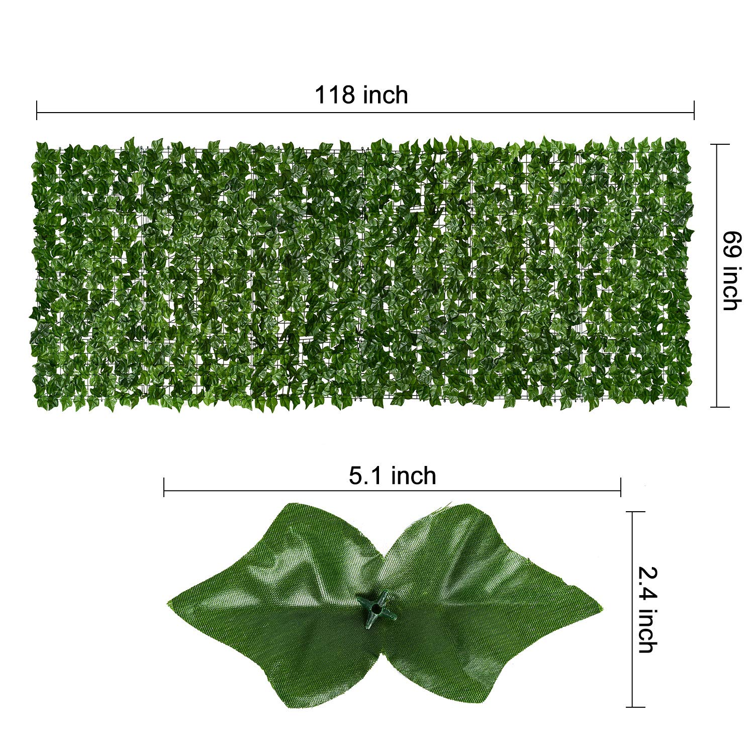 DearHouse fence panel detail shows dense leaves with mesh backing for airflow.