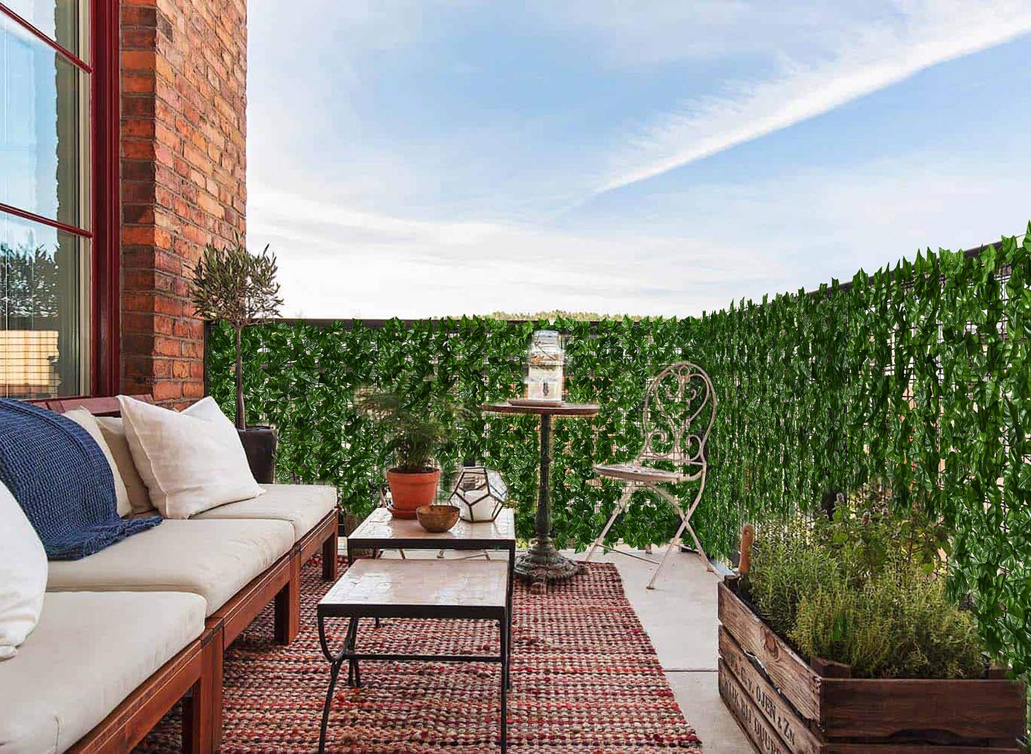 DearHouse ivy fence panel closeup with realistic leaves ideal for stylish wall decoration.