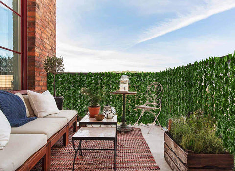 DearHouse ivy fence panel closeup with realistic leaves ideal for stylish wall decoration.