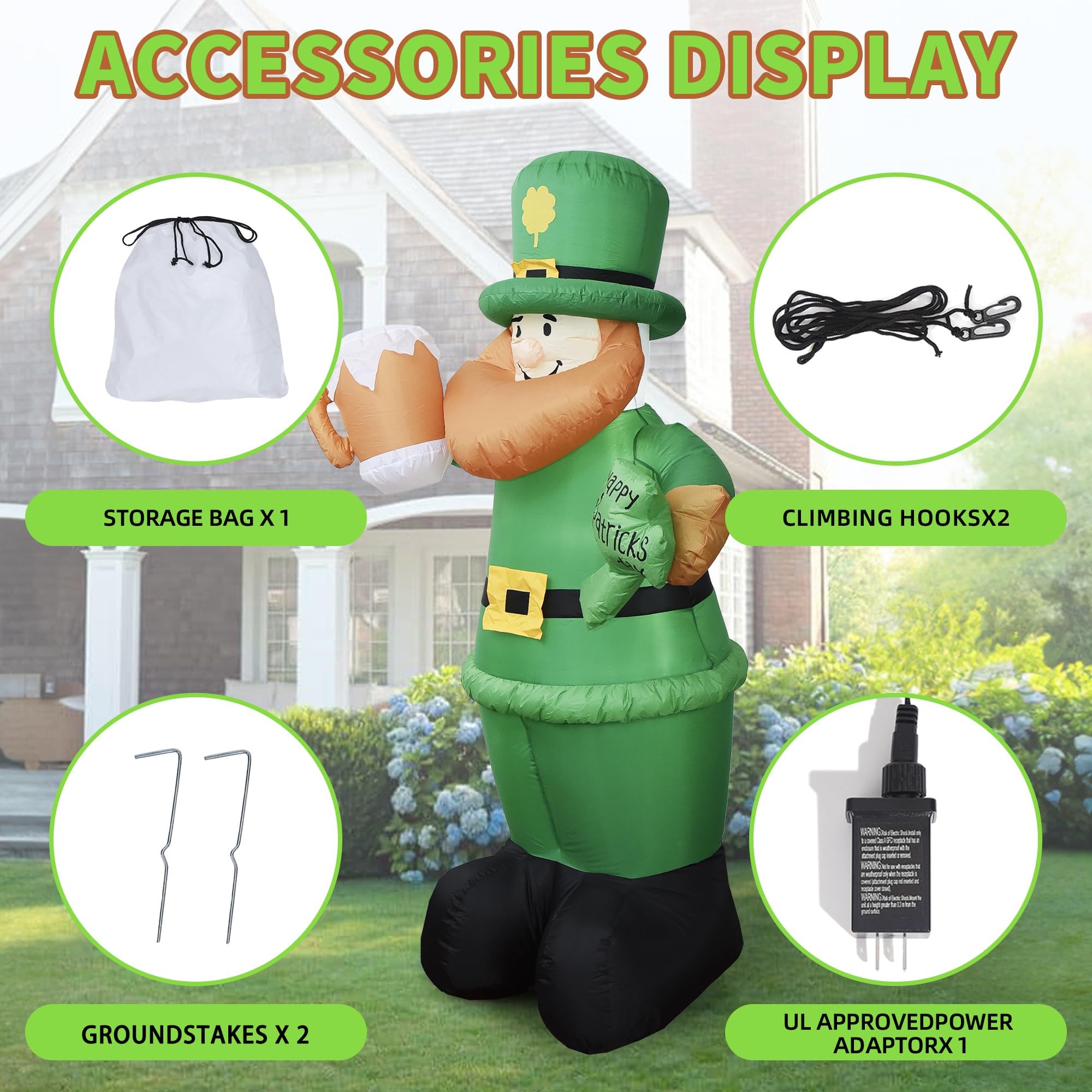 DearSun light-up display for St Patrick's Day shines after dark.