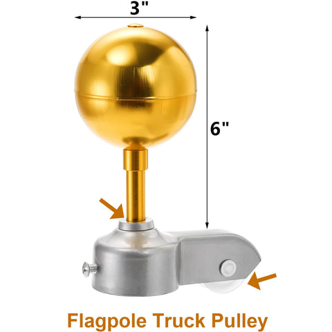 DEAYOU flag pole truck with nylon pulley, smooth halyard operation.