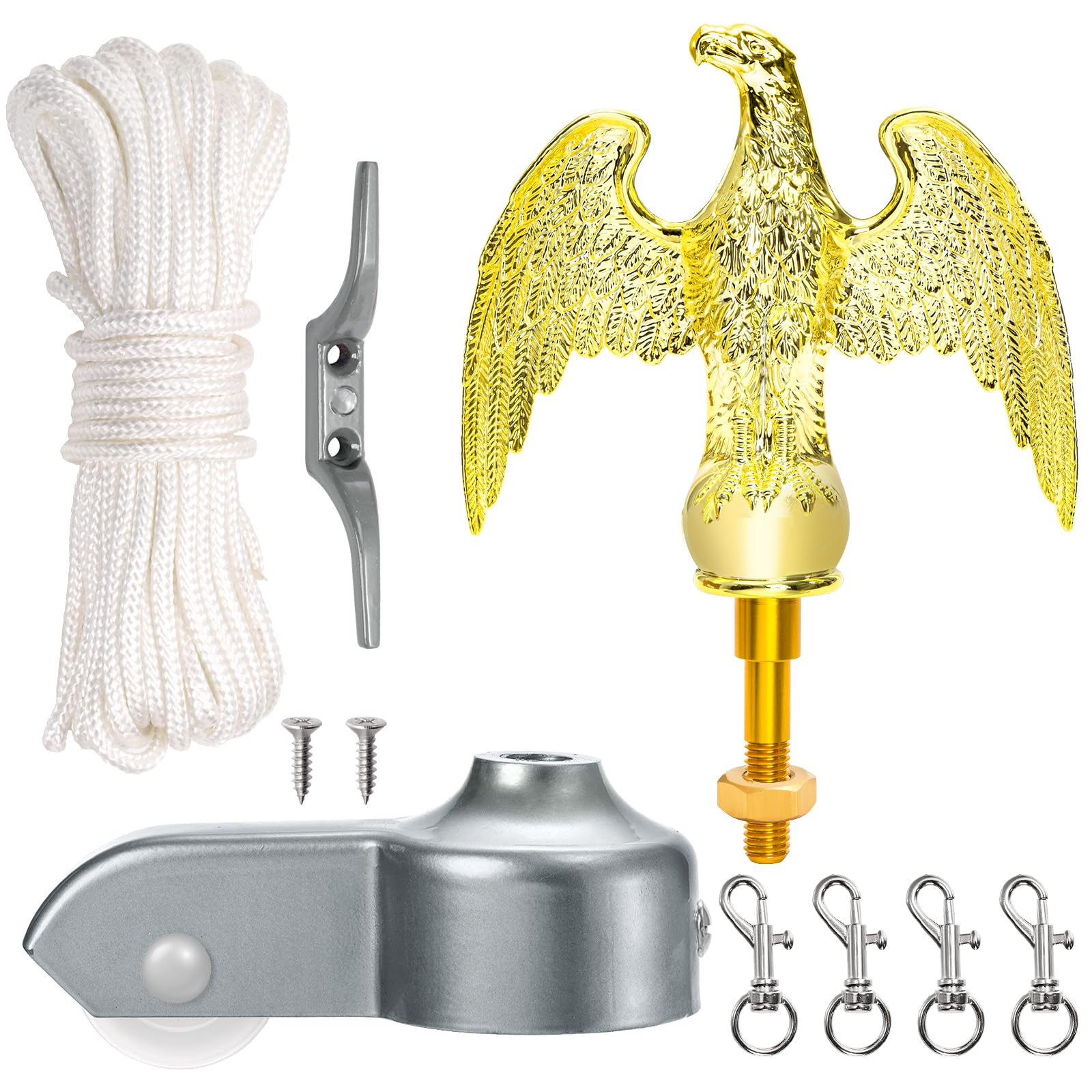 DEAYOU eagle topper, 6-inch gold finish, weatherproof for outdoor flag displays.