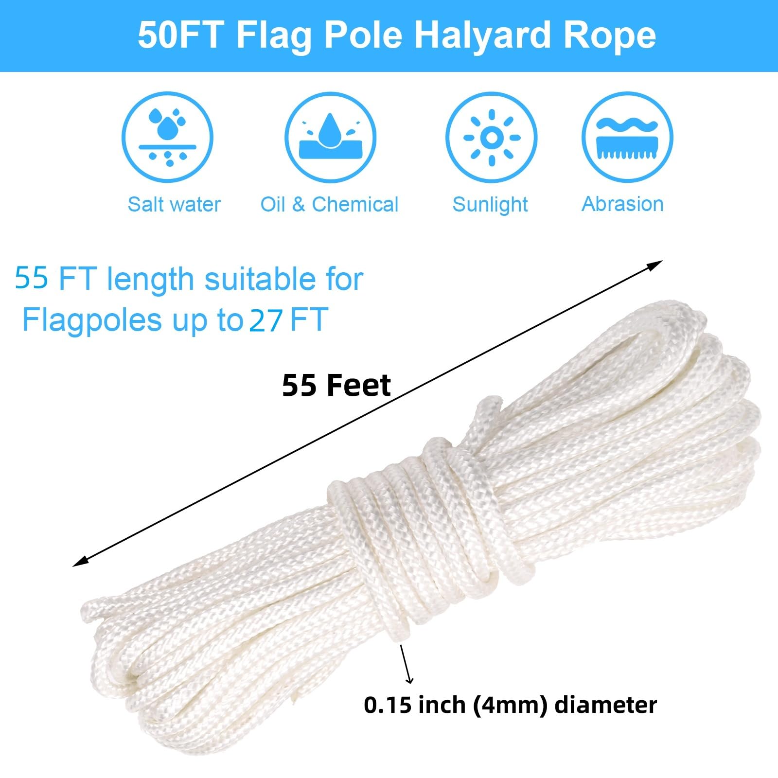 DEAYOU flagpole swivel hooks with 360-degree rotation to prevent tangling.