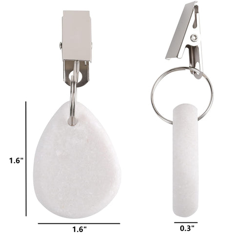 DEAYOU marble tablecloth weight closeup showing durable clip for steady fabric