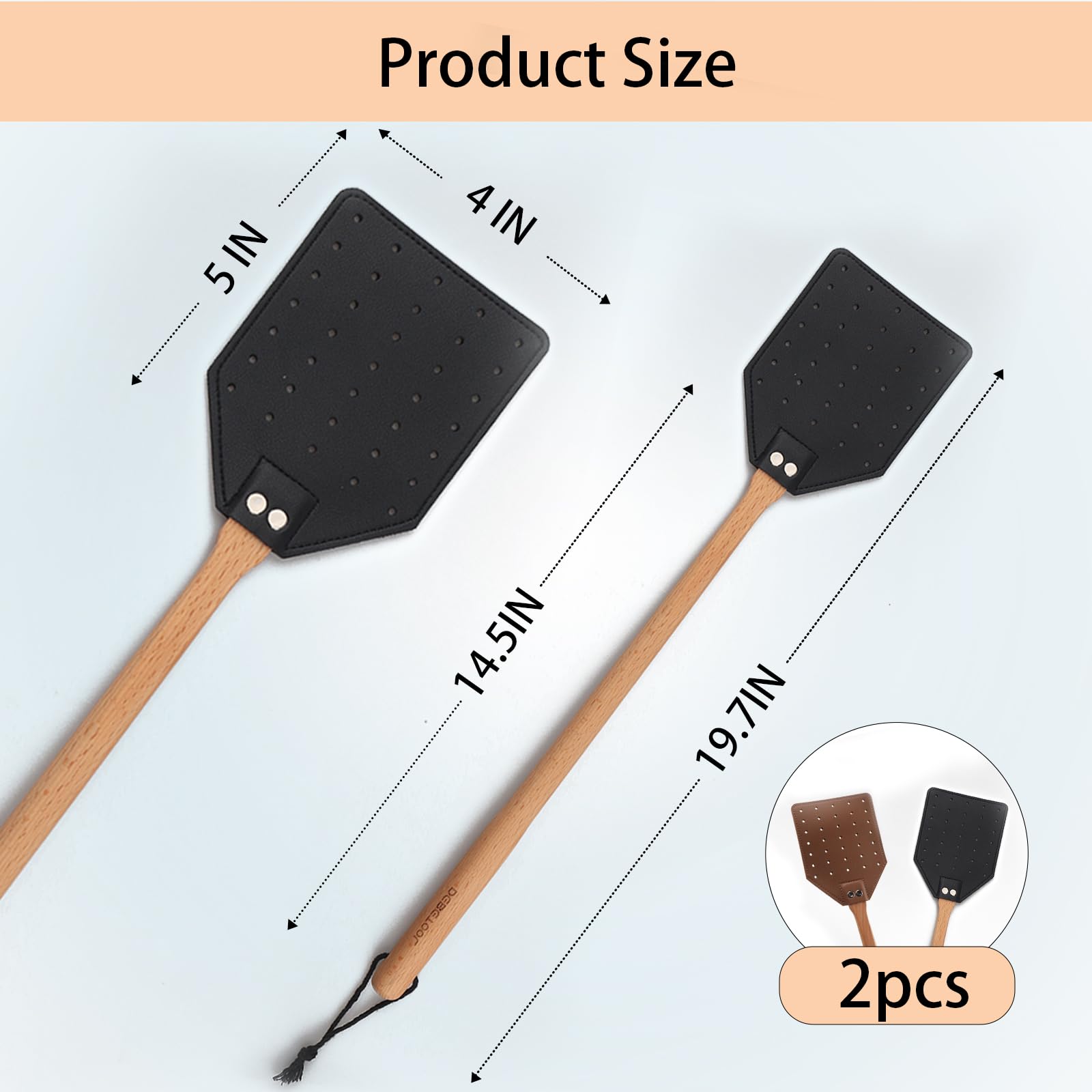 DEBETOOL leather swatter close-up stitching for durability and style