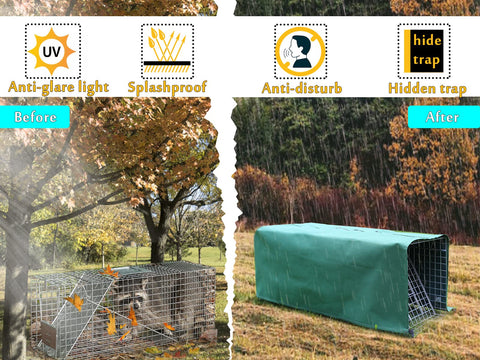 Deblue trap cage cover side view with weatherproof protection