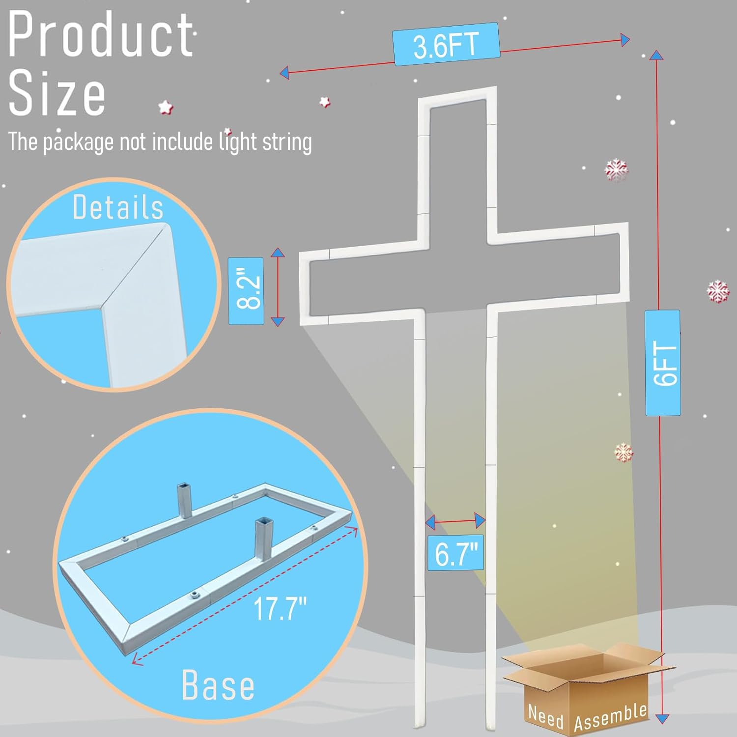 Deborg white metal cross built for lasting outdoor durability.