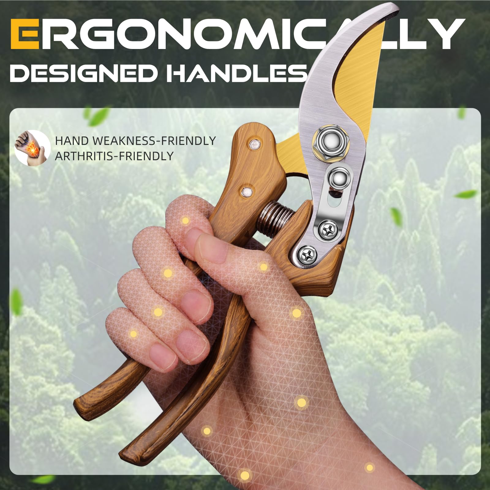 Decerk balanced ergonomic design ensures steady control during long pruning sessions.
