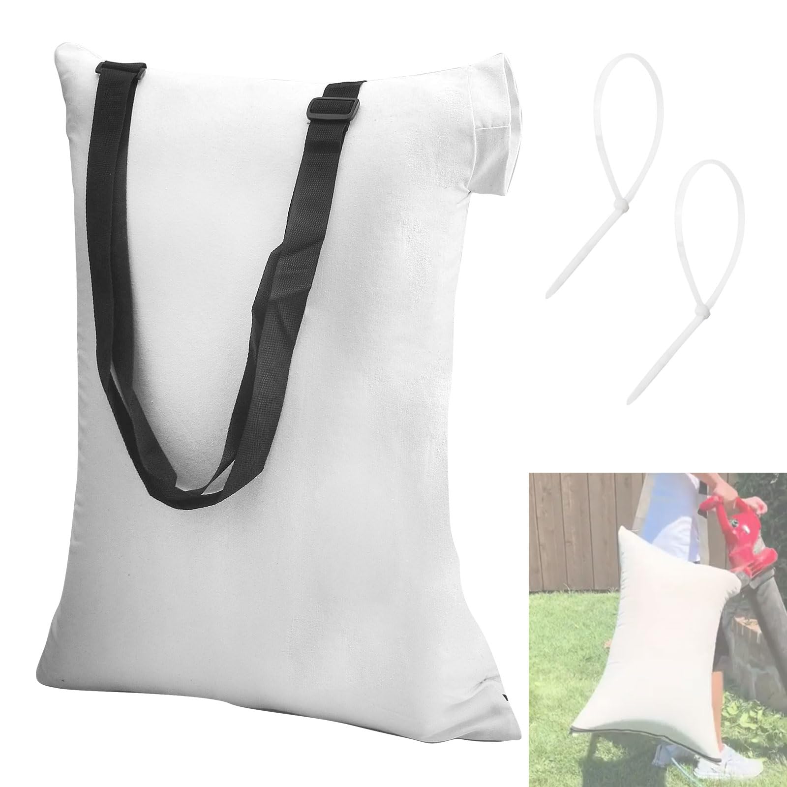 DECKMAN blower debris vacuum bag connected to Portland 62337 for efficient debris collection