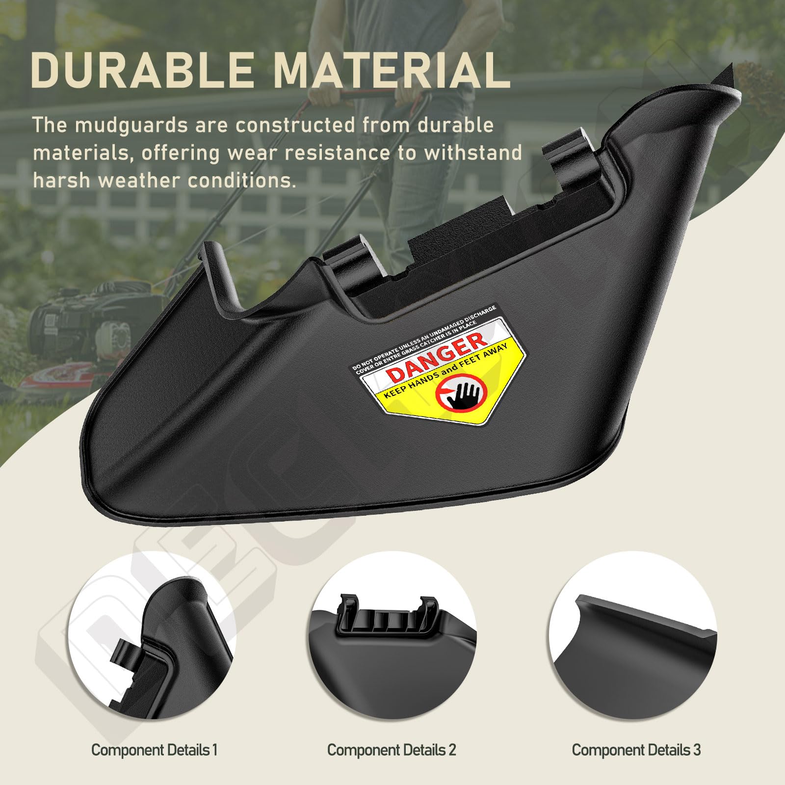 DECKMAN durable replacement component withstands regular lawn care wear