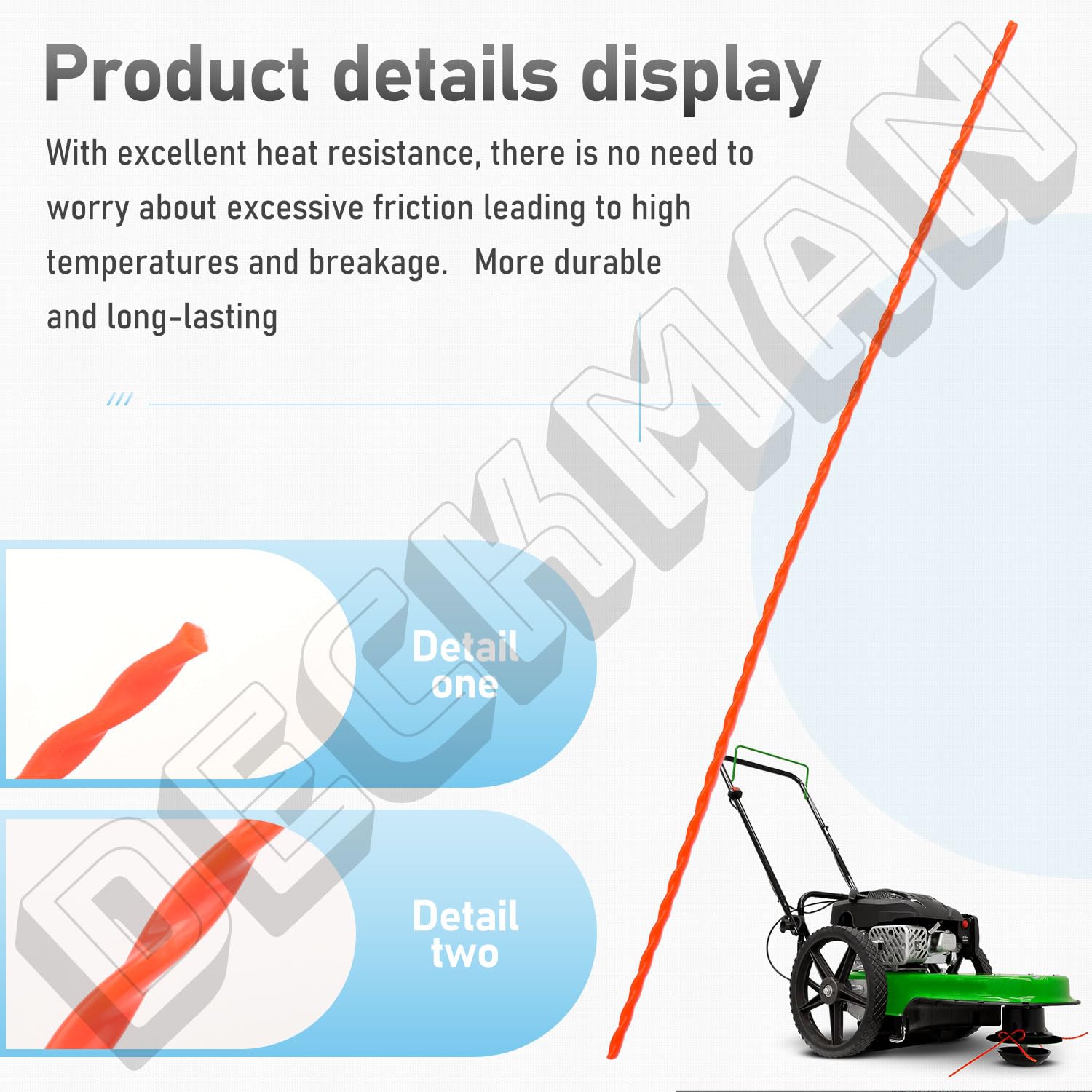 DECKMAN easy-assembly trimmer line simplifies installation and maintenance.