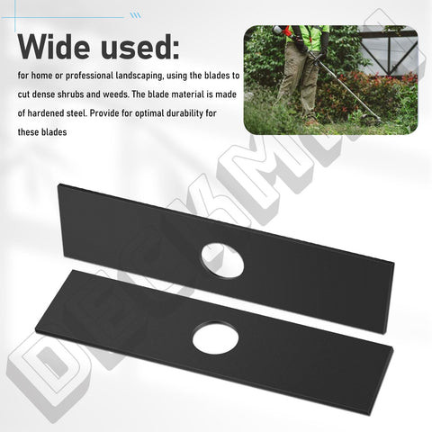 Close-up of DECKMAN hardened steel 8-inch edger blade showing sharp, durable edge.