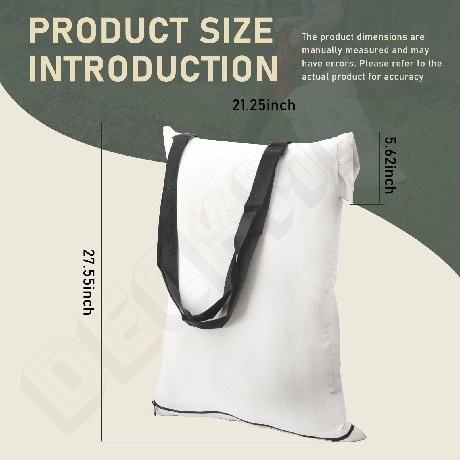 DECKMAN large-capacity bag reduces emptying frequency during yard cleanup