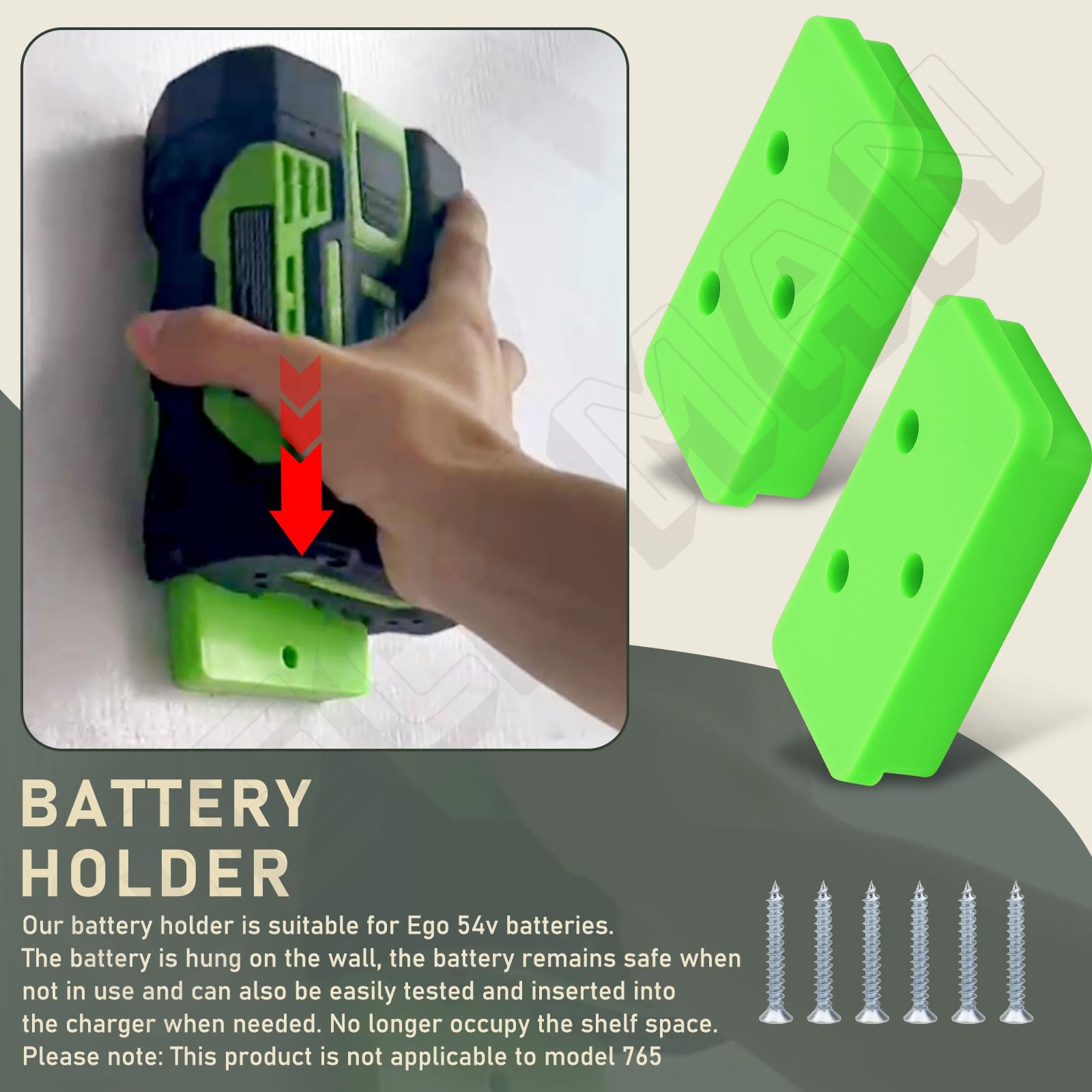 Two DECKMAN battery supports secure storage for EGO batteries.