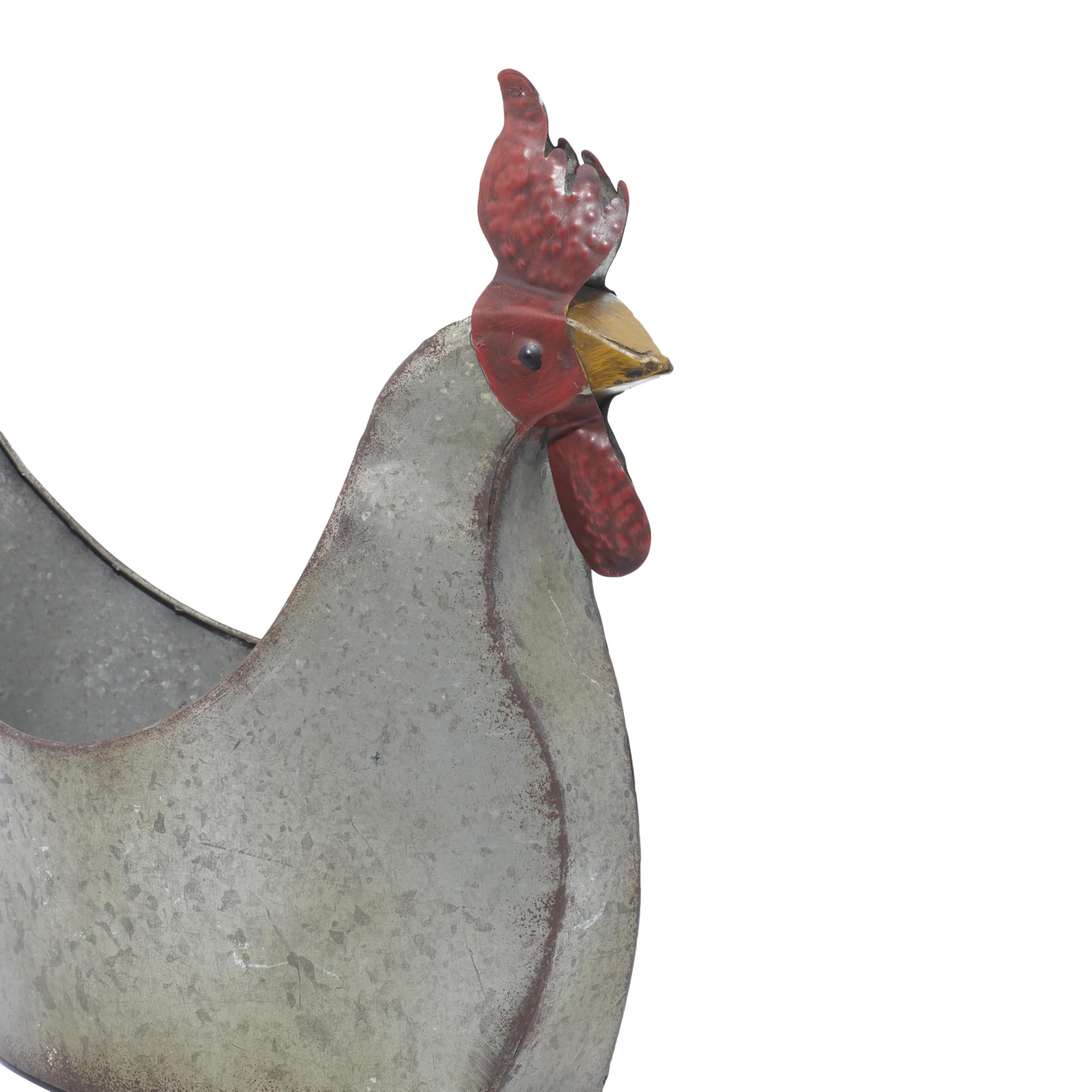 Close-up shows rooster detailing and rustic farmhouse character