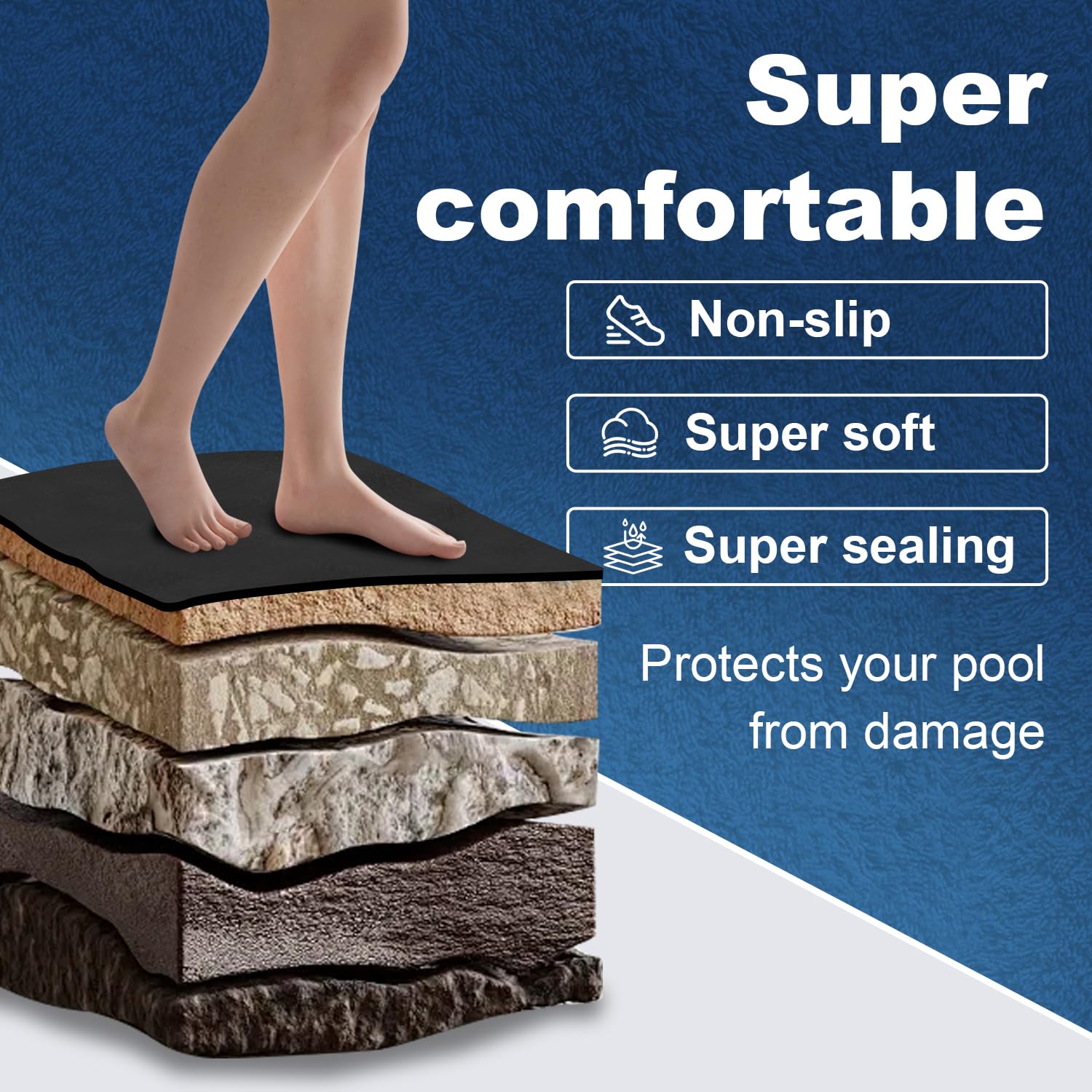 DecoForU easy-install underpool mat unrolls quickly for level setups