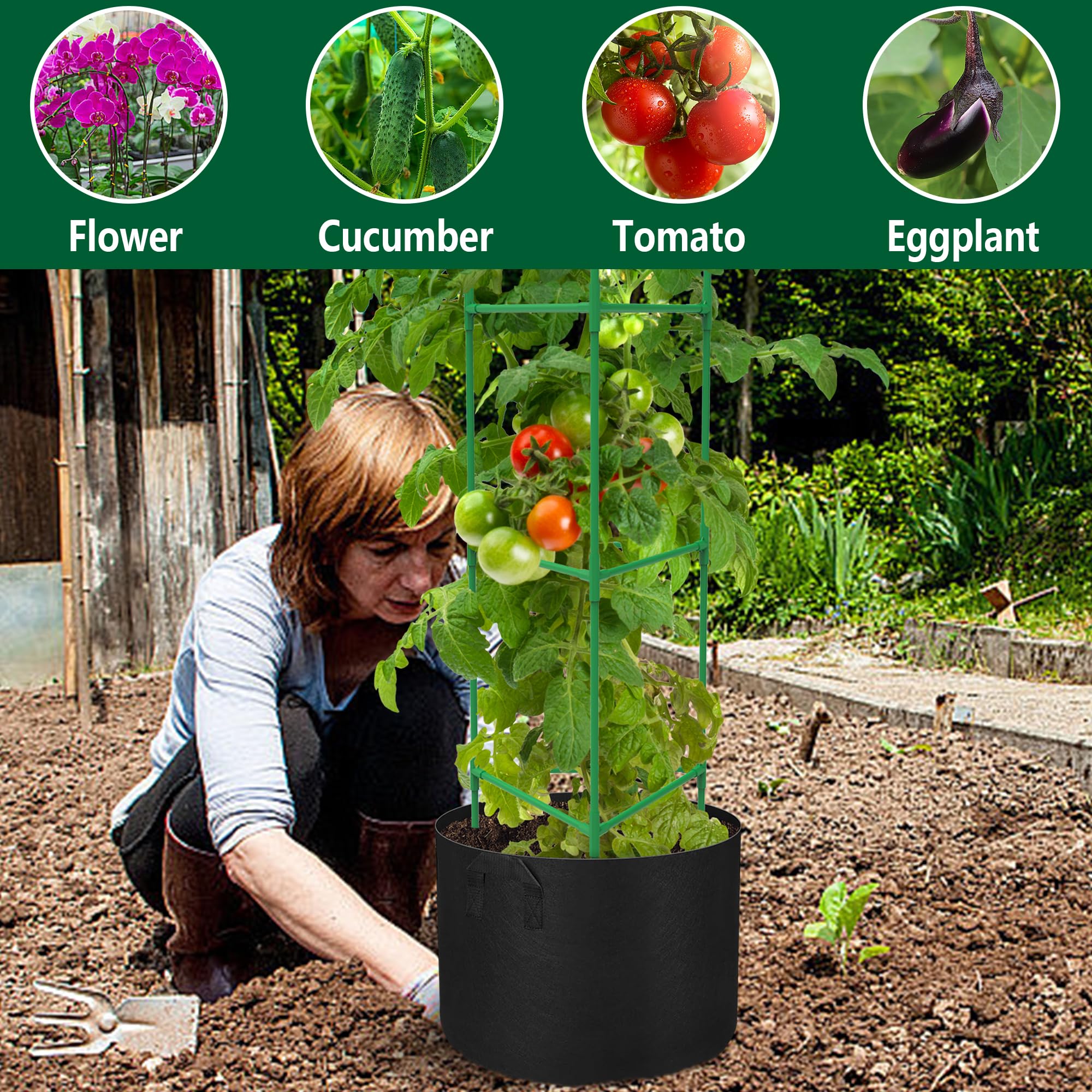 DECOHS 47x12 inch plant cage supports tall tomatoes and cucumbers