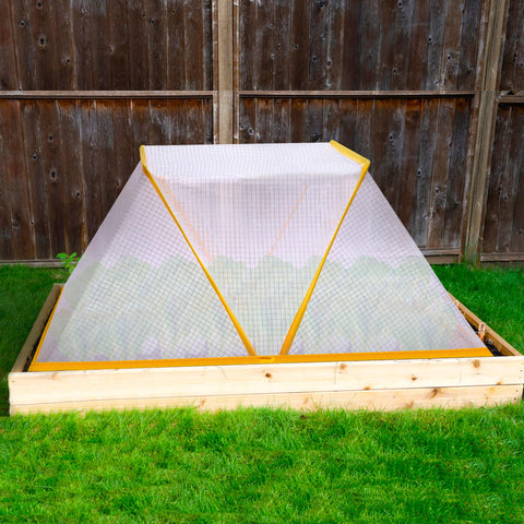 DECOHS animal-proof cover guards vegetables from pests while maintaining visibility.