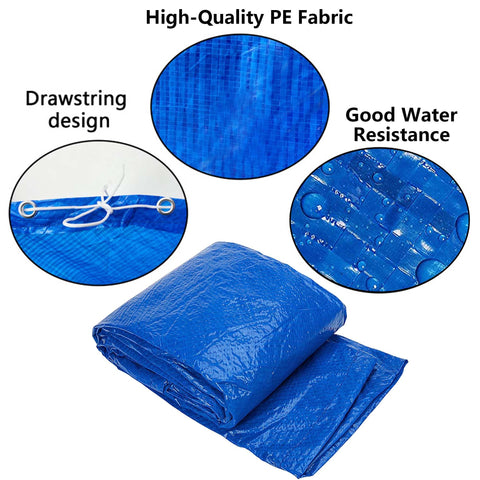 DECOHS pool cover with rope for easy installation and secure fit.
