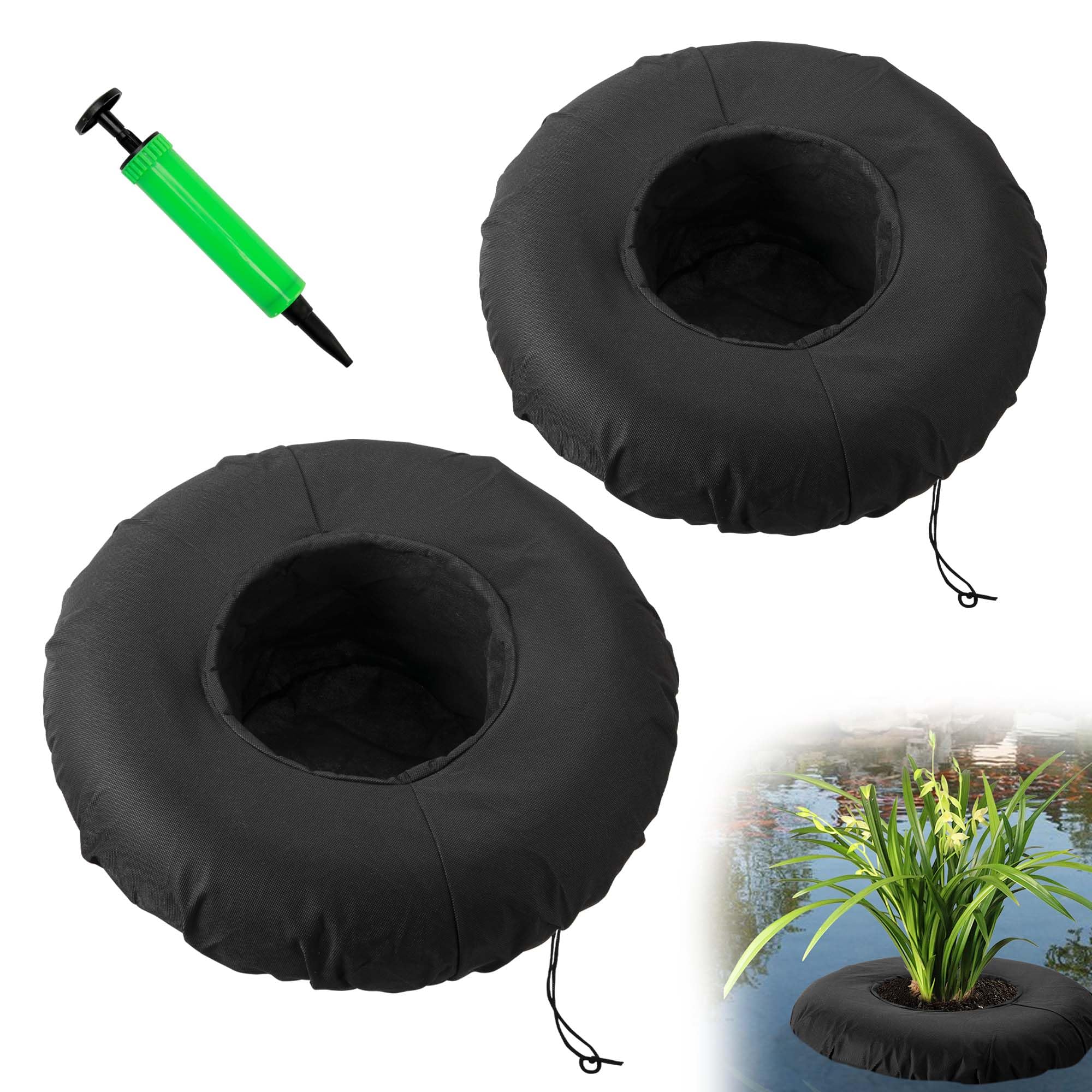 DECOHS floating pond planters with 17.3-inch outer diameter create roomy planting space