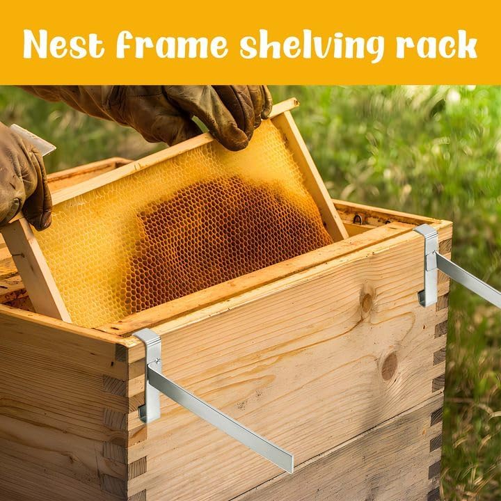DECOHS frame support bracket securely attached to hive for stable frame handling