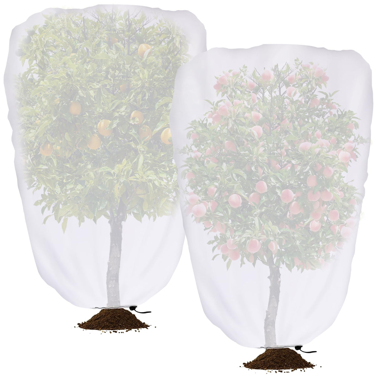 DECOHS garden shade cover on a tree with drawstring to resist wind.