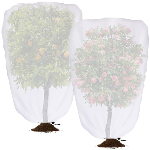 DECOHS garden shade cover on a tree with drawstring to resist wind.
