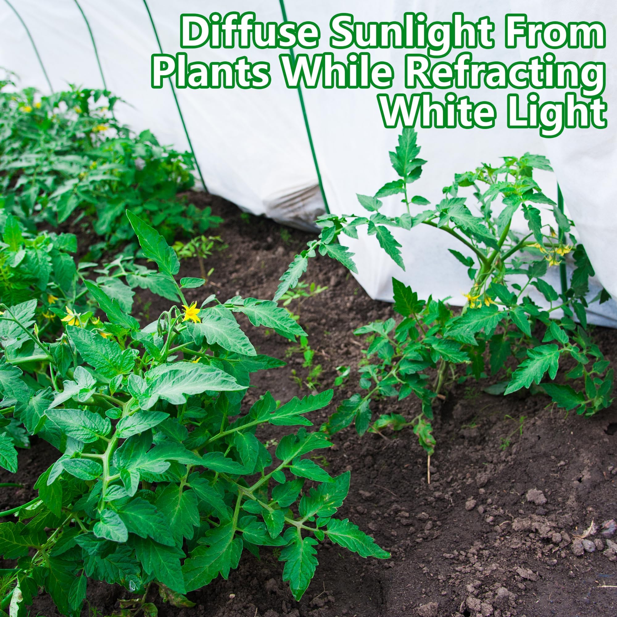 Garden setup with DECOHS shade cloth reduces heat for healthier vegetables.