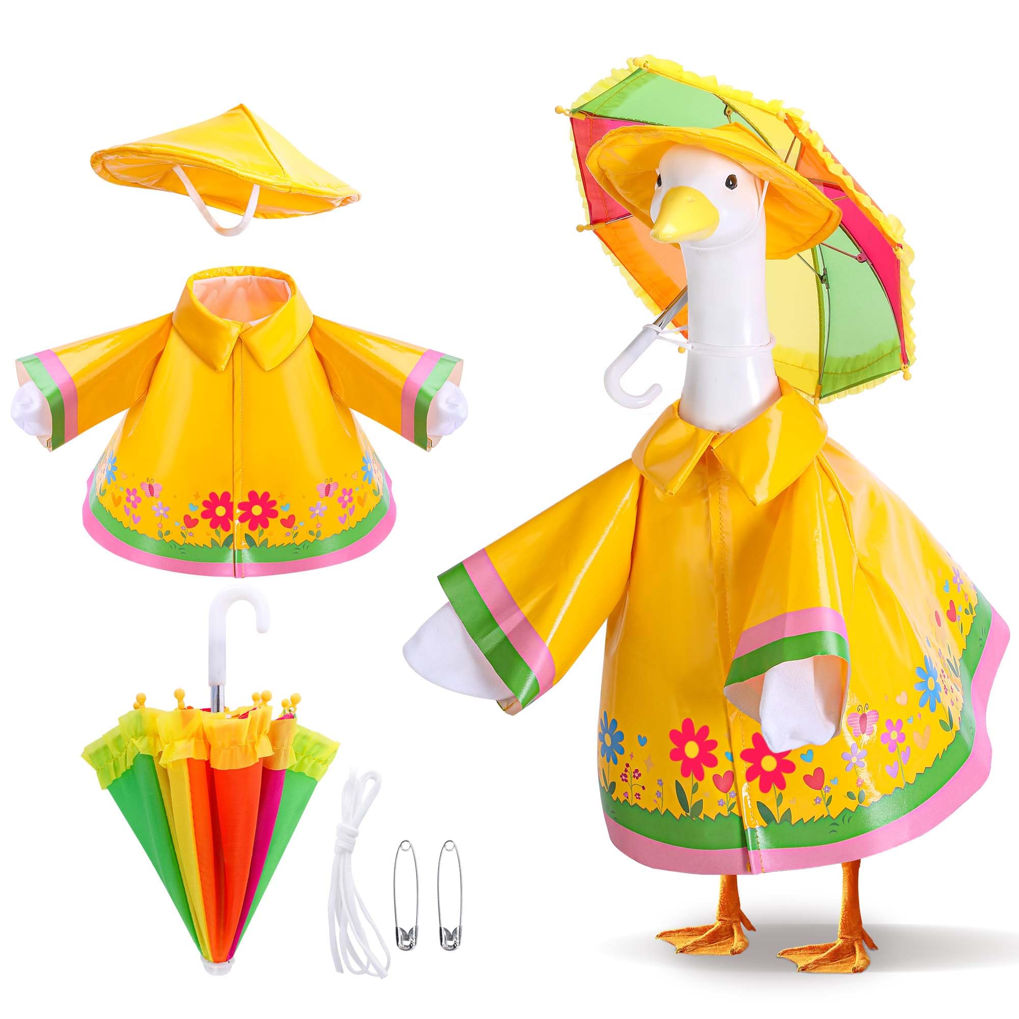 DECOHS goose raincoat in yellow enhances porch charm