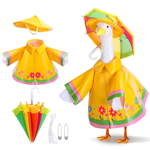 DECOHS goose raincoat in yellow enhances porch charm