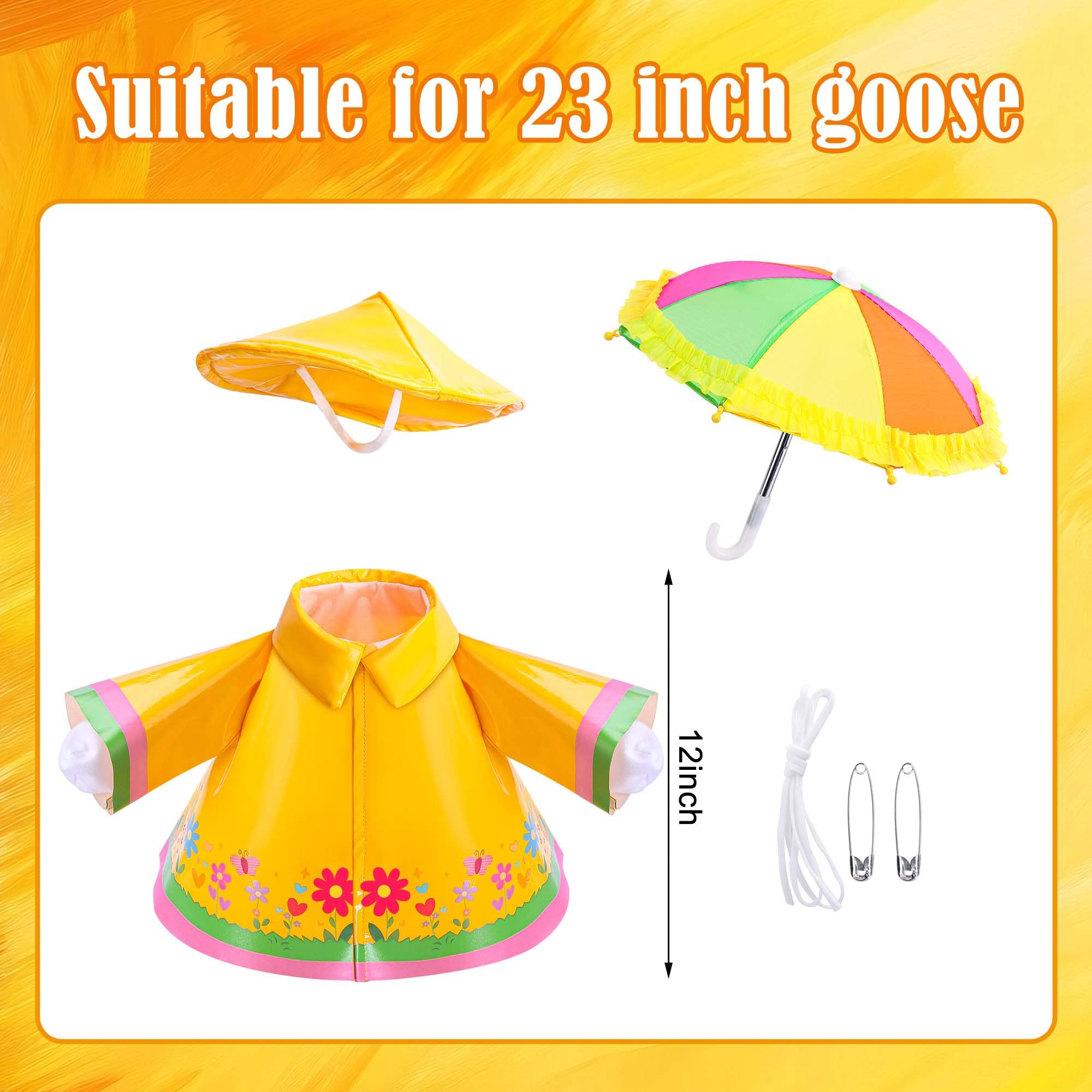 DECOHS goose with rainbow umbrella brightens outdoor decor