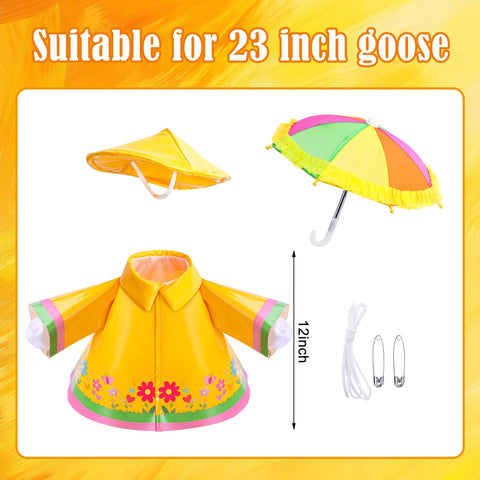 DECOHS goose with rainbow umbrella brightens outdoor decor