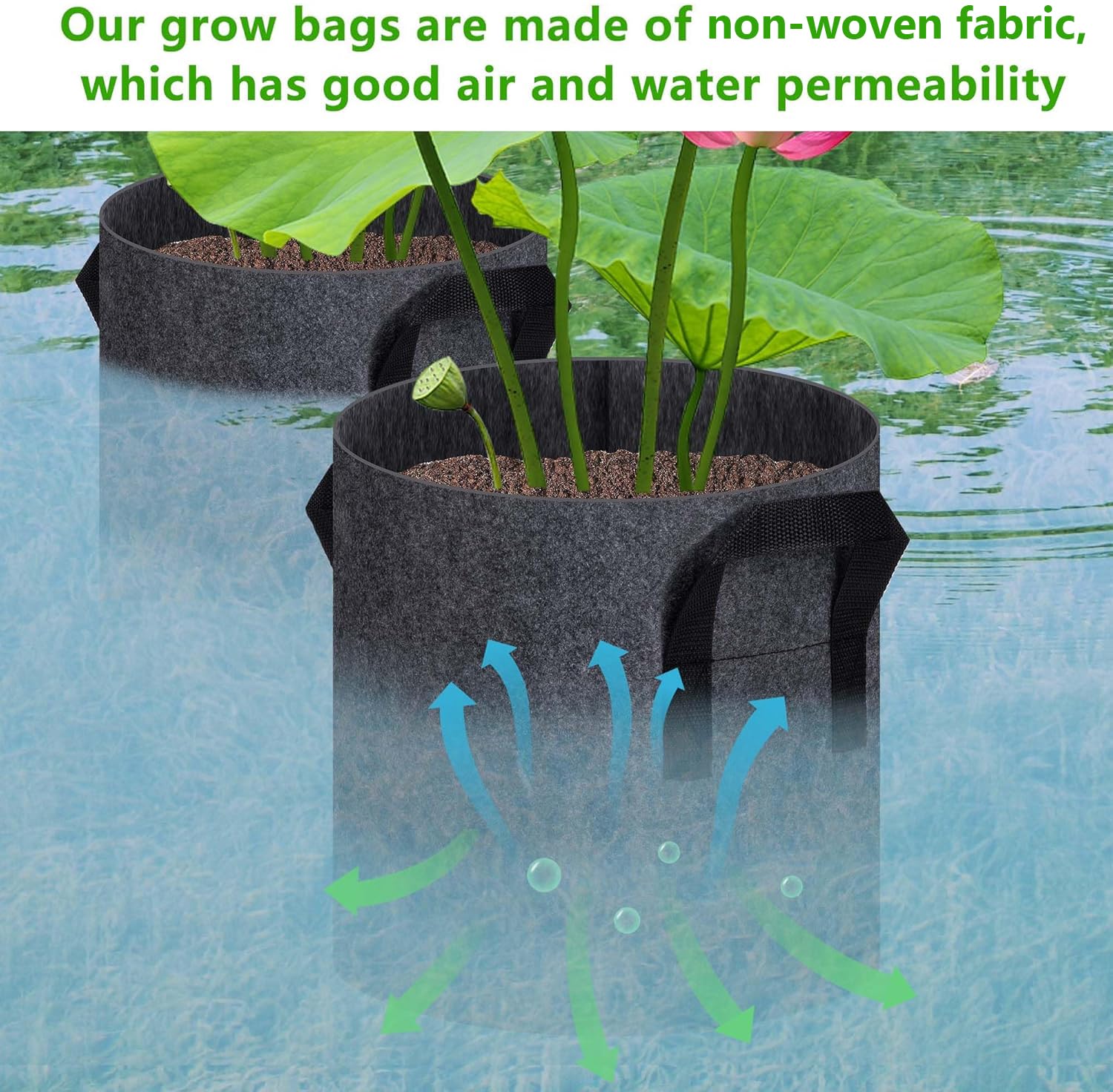 DECOHS grey 1-gallon pond pot highlights breathable fabric and durable construction