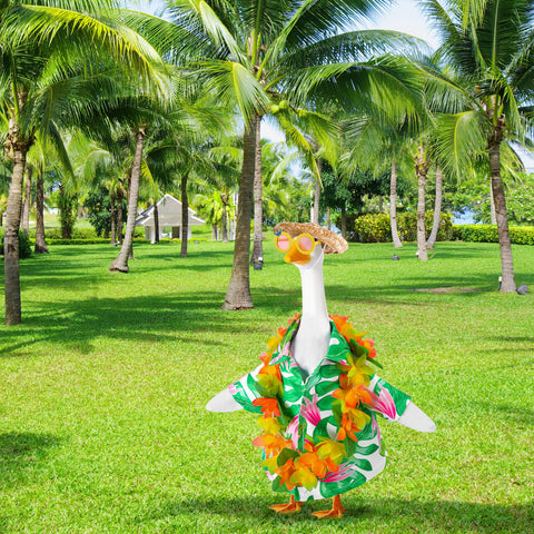 DECOHS lawn goose clothes create a charming summer centerpiece.