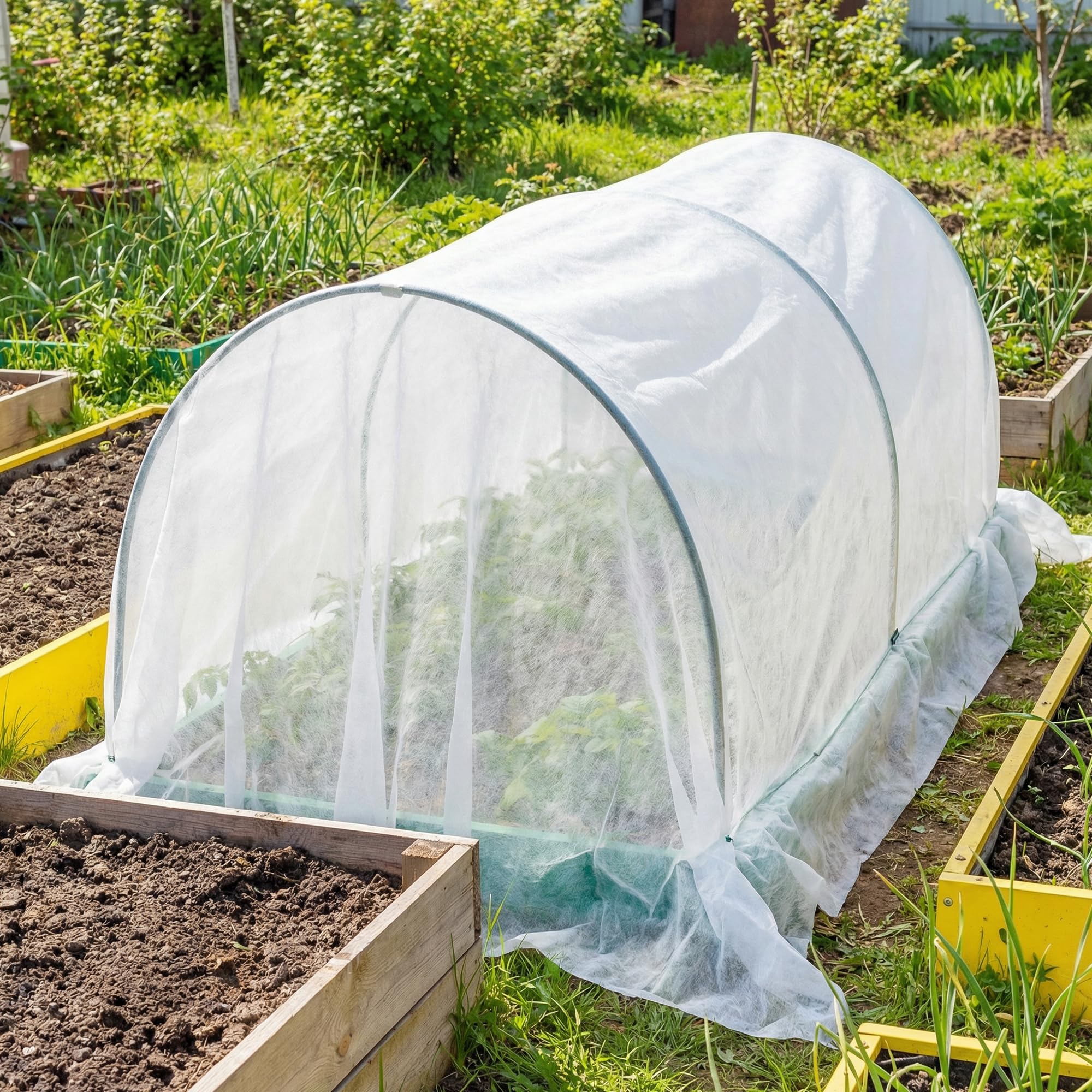 DECOHS 24x10 ft garden shade covering large beds for seasonal protection.