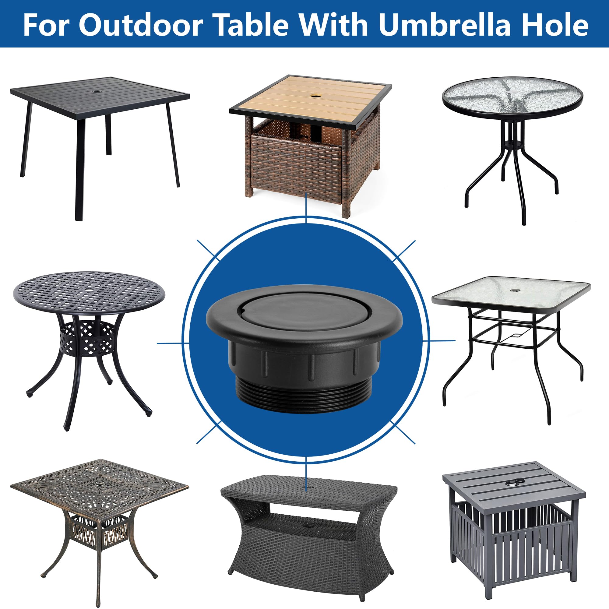 Close-up view of DECOHS umbrella setup with ring plug in use