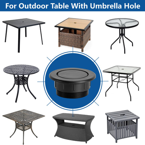 Close-up view of DECOHS umbrella setup with ring plug in use