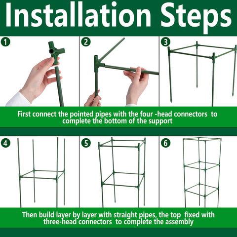 DECOHS square plant cage structure supports climbing vegetables with durable steel core.