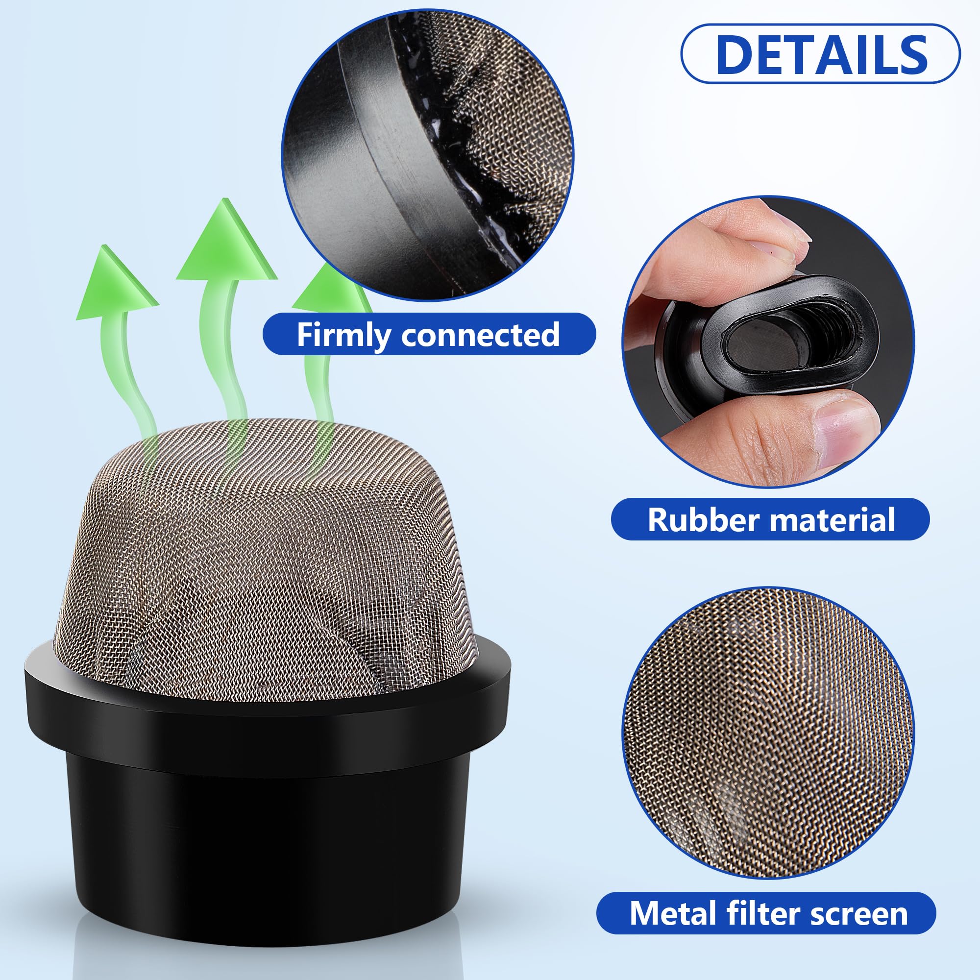 Stainless steel filter cap detail on DECOHS product