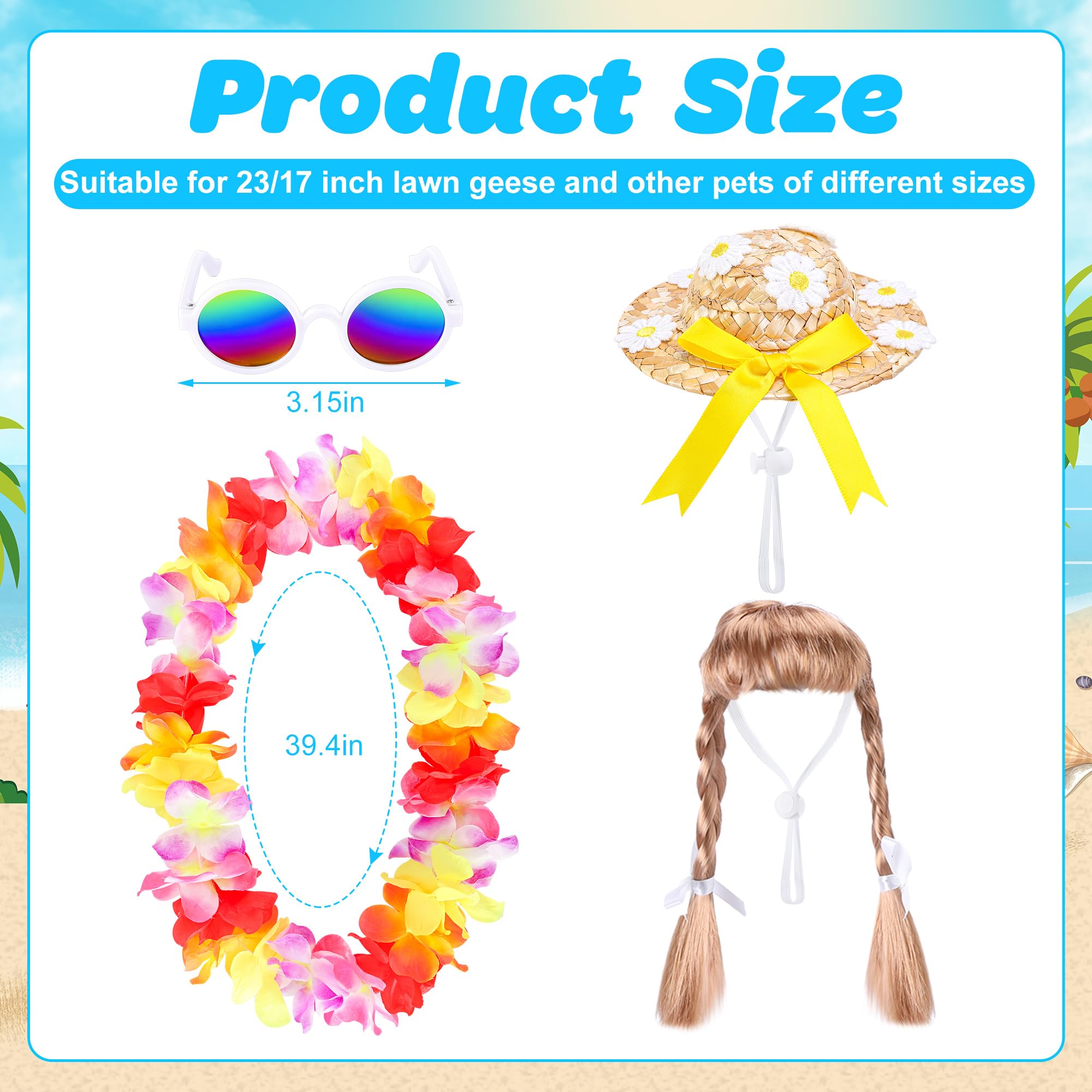 DECOHS straw hat adds sun-ready style to the goose display outdoors.