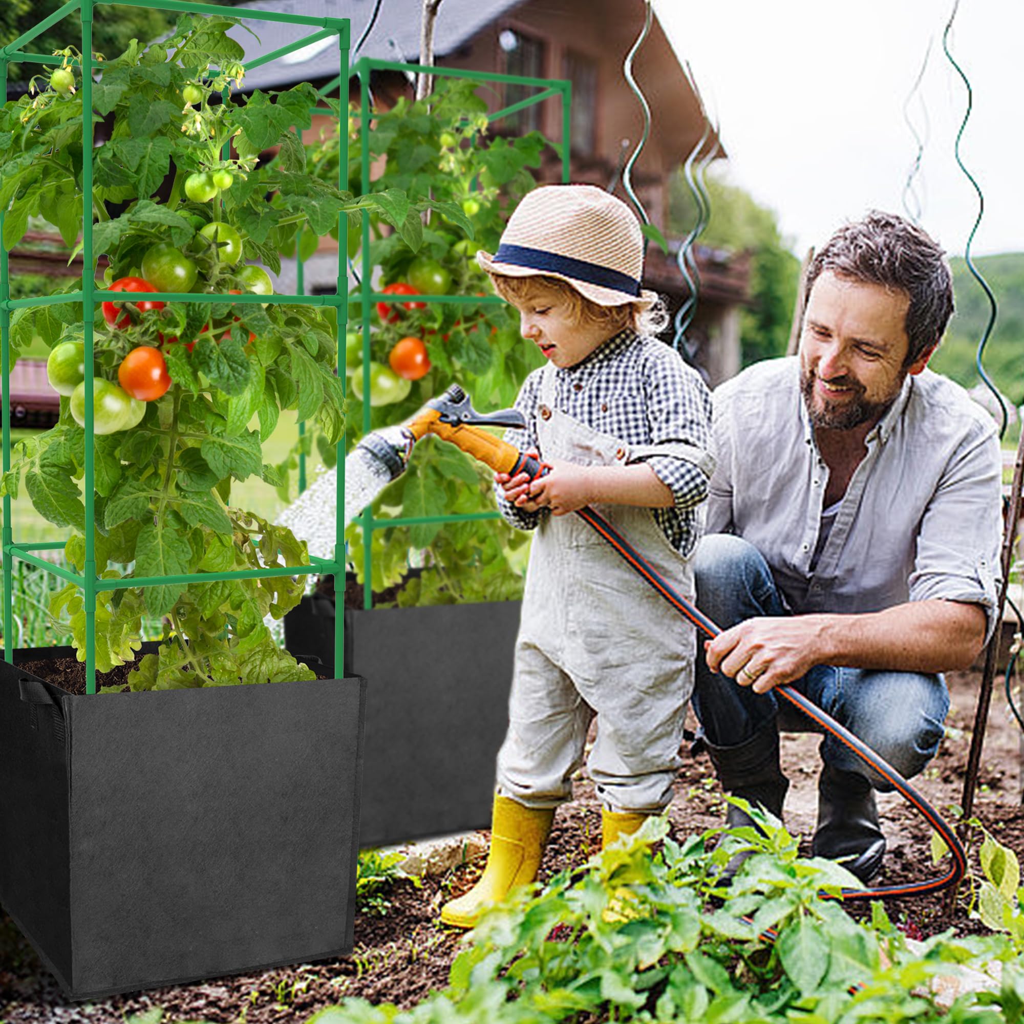 DECOHS versatile garden setup ideal for tomatoes, cucumbers, peppers.